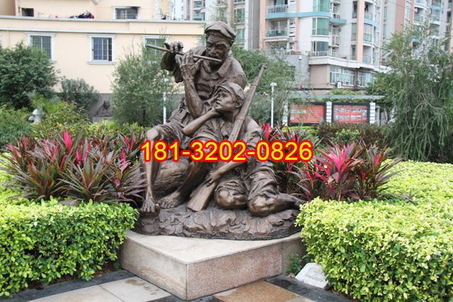 艱苦歲月銅雕，校園銅雕，八路軍戰(zhàn)士銅雕
